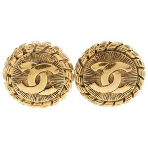 CHANEL COCO Mark Earring vintage Plated Gold 23.0g Women